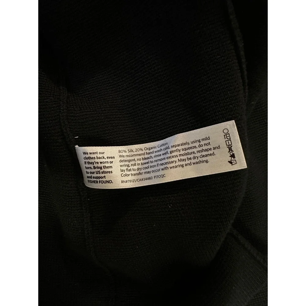 EILEEN FISHER Black Silk Cotton Cardigan Sweater Knit Open Front Women's‎ Medium